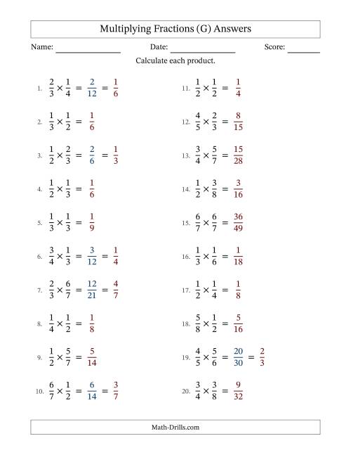 The Multiplying Two Proper Fractions with Some Simplification (Fillable) (G) Math Worksheet Page 2