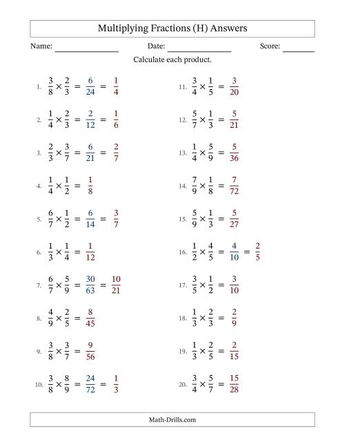 The Multiplying Two Proper Fractions with Some Simplification (Fillable) (H) Math Worksheet Page 2