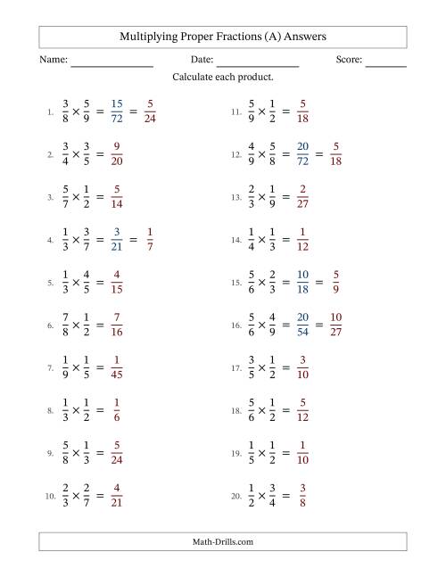 The Multiplying Two Proper Fractions with Some Simplifying (Fillable) (All) Math Worksheet Page 2