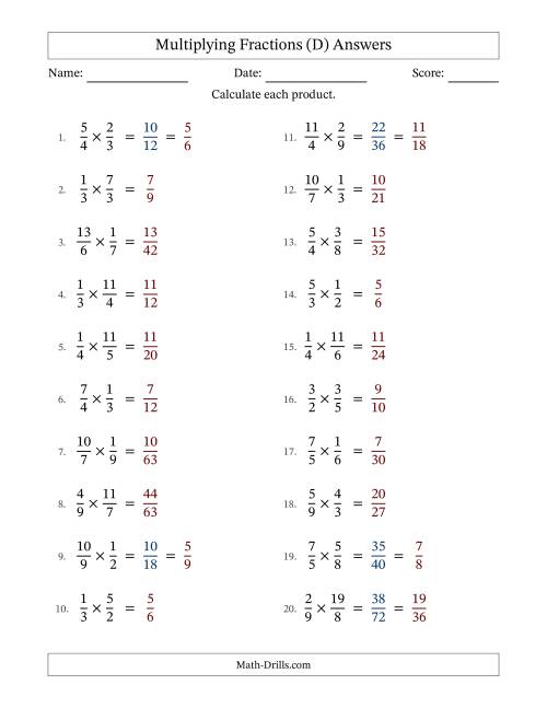 The Multiplying Proper and Improper Fractions with Some Simplification (Fillable) (D) Math Worksheet Page 2