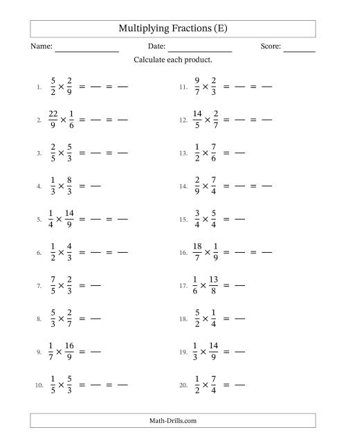 The Multiplying Proper and Improper Fractions with Some Simplification (Fillable) (E) Math Worksheet