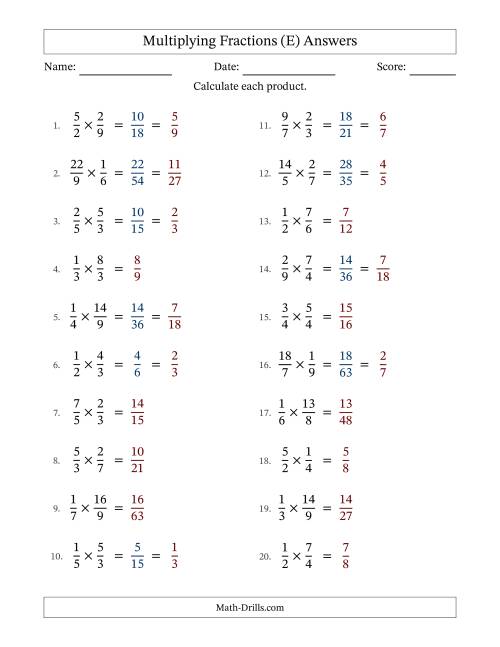 The Multiplying Proper and Improper Fractions with Some Simplification (Fillable) (E) Math Worksheet Page 2