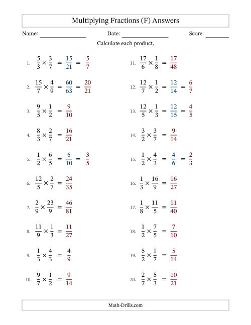 The Multiplying Proper and Improper Fractions with Some Simplification (Fillable) (F) Math Worksheet Page 2