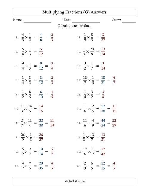 The Multiplying Proper and Improper Fractions with Some Simplification (Fillable) (G) Math Worksheet Page 2
