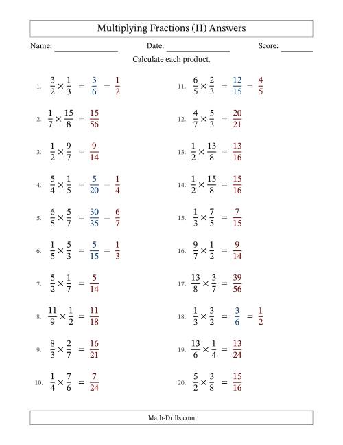 The Multiplying Proper and Improper Fractions with Some Simplification (Fillable) (H) Math Worksheet Page 2