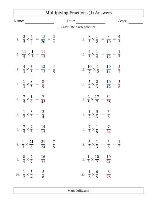 The Multiplying Proper and Improper Fractions with Some Simplification (Fillable) (J) Math Worksheet Page 2
