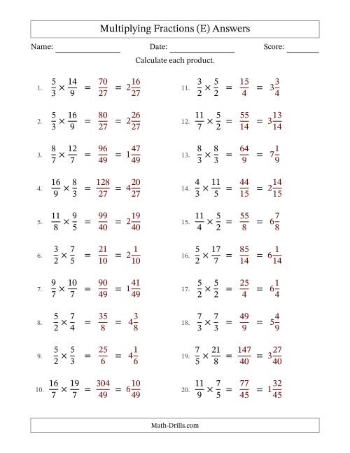 The Multiplying Two Improper Fractions with No Simplification (Fillable) (E) Math Worksheet Page 2