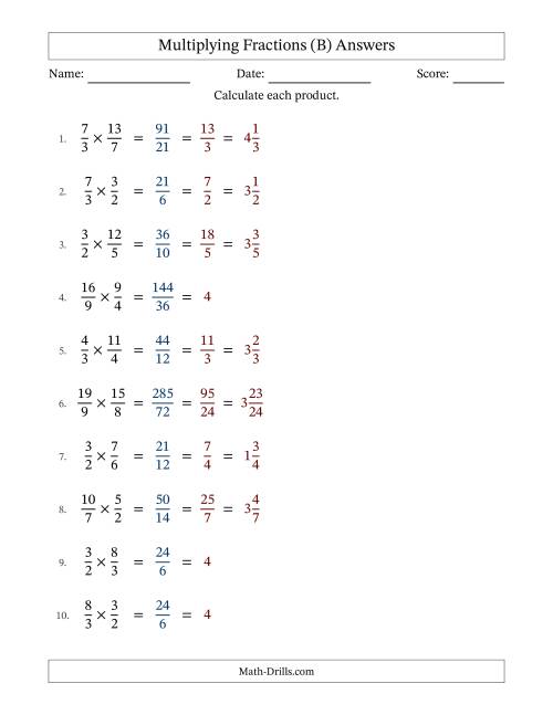 The Multiplying Two Improper Fractions with All Simplification (Fillable) (B) Math Worksheet Page 2