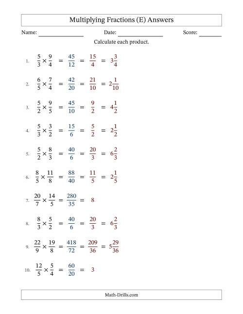 The Multiplying Two Improper Fractions with All Simplification (Fillable) (E) Math Worksheet Page 2