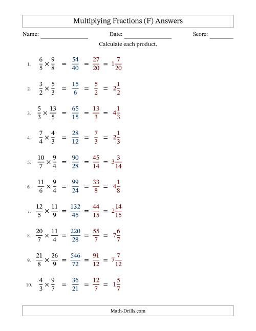 The Multiplying Two Improper Fractions with All Simplification (Fillable) (F) Math Worksheet Page 2