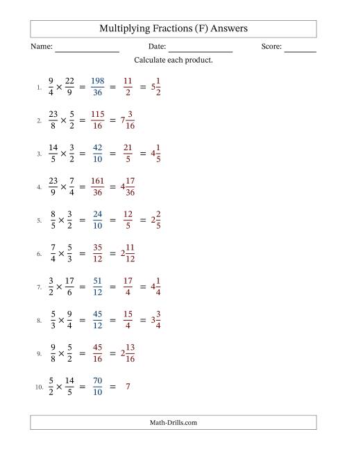 The Multiplying Two Improper Fractions with Some Simplification (Fillable) (F) Math Worksheet Page 2