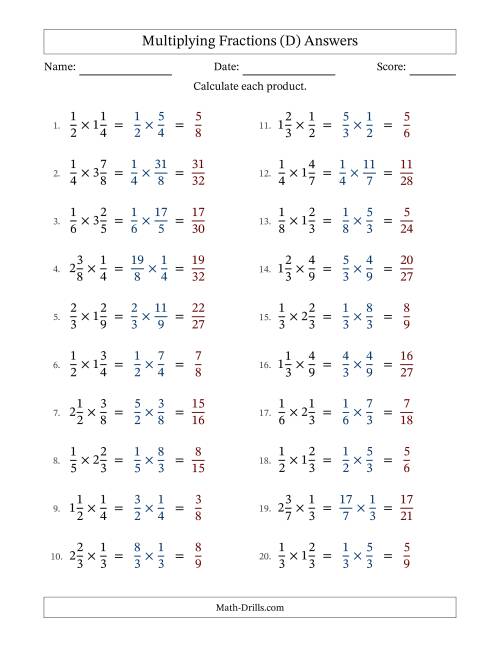 The Multiplying Proper and Mixed Fractions with No Simplification (Fillable) (D) Math Worksheet Page 2