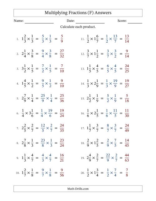 The Multiplying Proper and Mixed Fractions with No Simplification (Fillable) (F) Math Worksheet Page 2