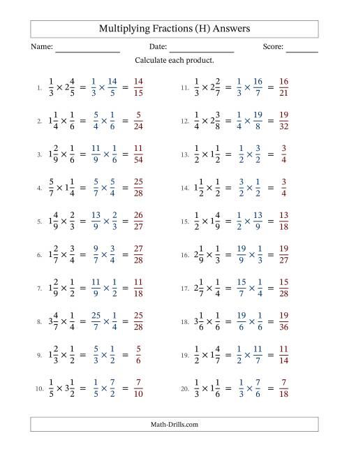The Multiplying Proper and Mixed Fractions with No Simplification (Fillable) (H) Math Worksheet Page 2