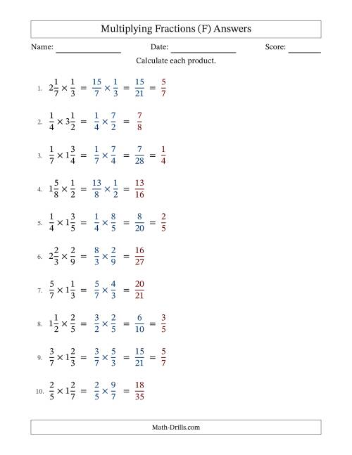 The Multiplying Proper and Mixed Fractions with Some Simplification (Fillable) (F) Math Worksheet Page 2