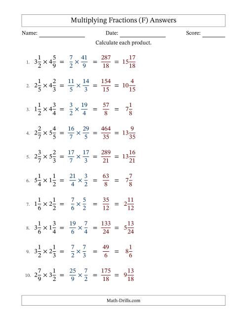 The Multiplying Two Mixed Fractions with No Simplification (Fillable) (F) Math Worksheet Page 2