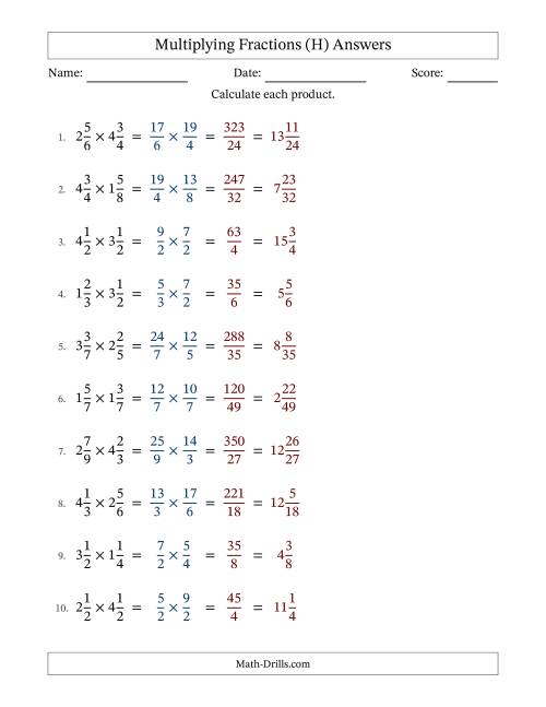 The Multiplying Two Mixed Fractions with No Simplification (Fillable) (H) Math Worksheet Page 2