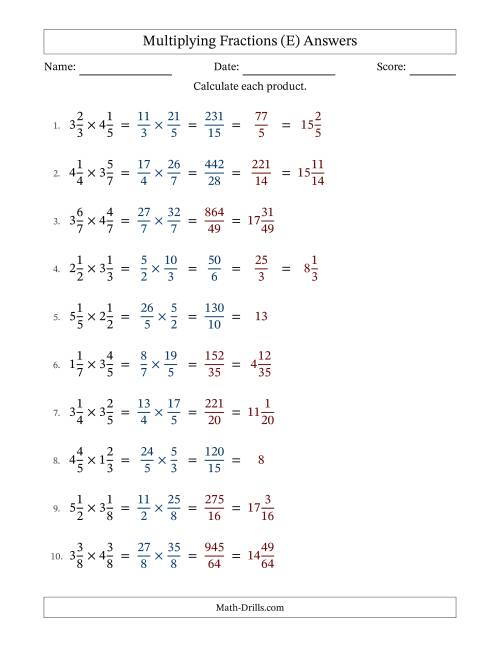The Multiplying Two Mixed Fractions with Some Simplification (Fillable) (E) Math Worksheet Page 2