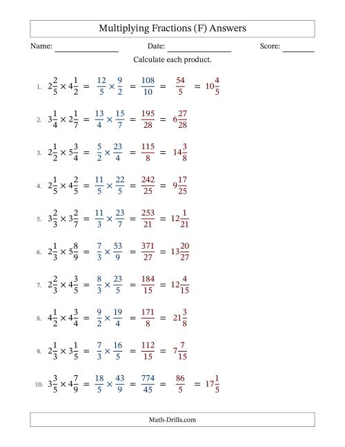 The Multiplying Two Mixed Fractions with Some Simplification (Fillable) (F) Math Worksheet Page 2