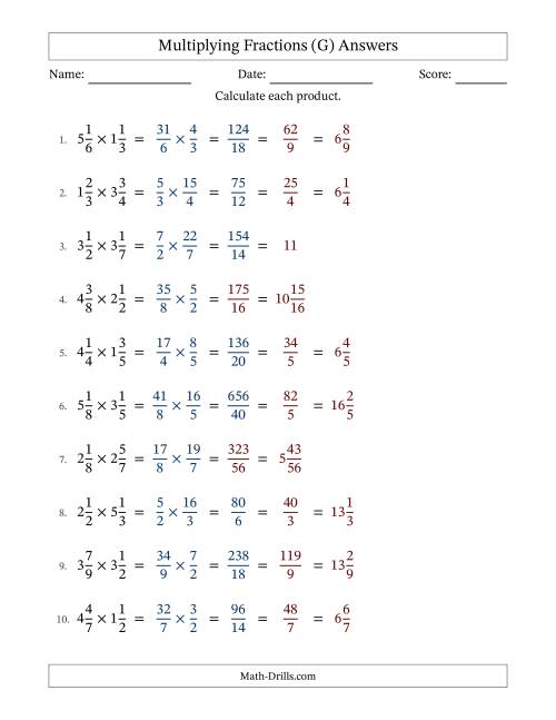 The Multiplying Two Mixed Fractions with Some Simplification (Fillable) (G) Math Worksheet Page 2