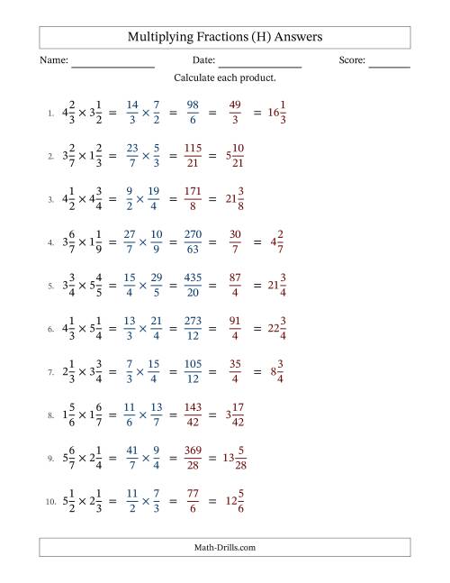 The Multiplying Two Mixed Fractions with Some Simplification (Fillable) (H) Math Worksheet Page 2