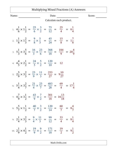 The Multiplying Two Mixed Fractions with Some Simplifying (Fillable) (All) Math Worksheet Page 2