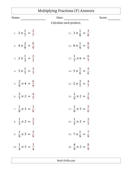The Multiplying Proper Fractions and Whole Numbers with No Simplification (Fillable) (F) Math Worksheet Page 2