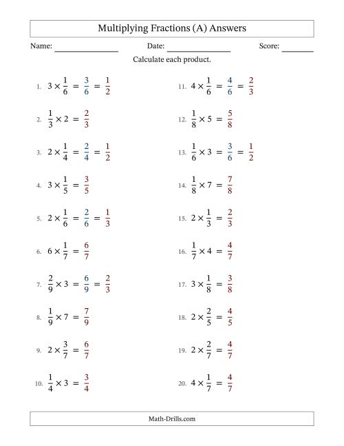 The Multiplying Proper Fractions and Whole Numbers with Some Simplifying (Fillable) (A) Math Worksheet Page 2