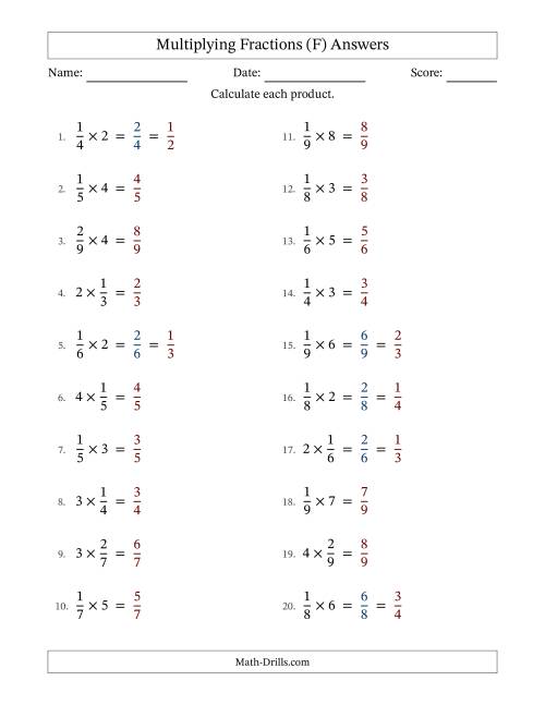 The Multiplying Proper Fractions and Whole Numbers with Some Simplification (Fillable) (F) Math Worksheet Page 2