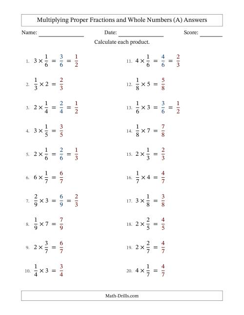The Multiplying Proper Fractions and Whole Numbers with Some Simplifying (Fillable) (All) Math Worksheet Page 2