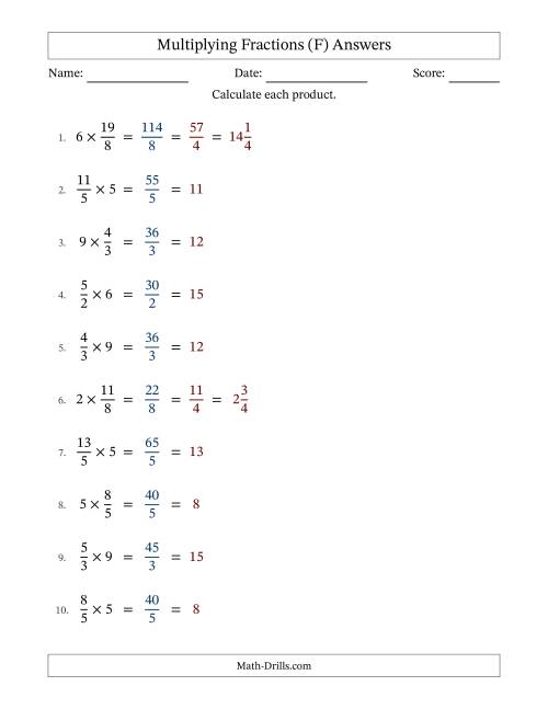 The Multiplying Improper Fractions and Whole Numbers with All Simplification (Fillable) (F) Math Worksheet Page 2
