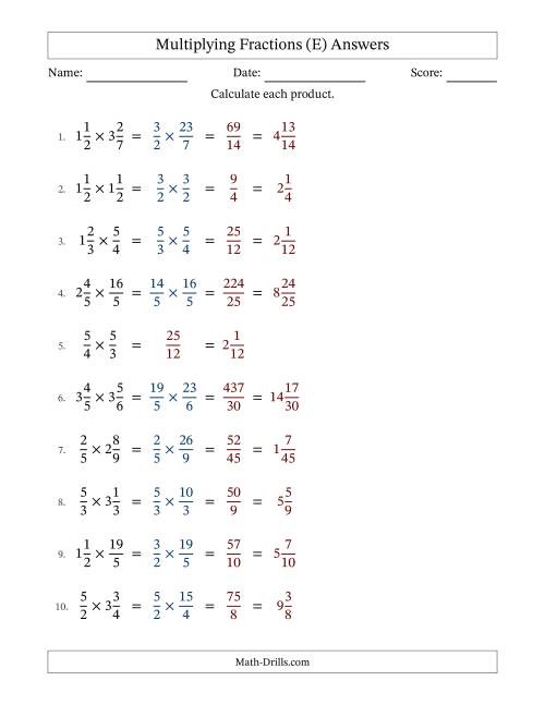 The Multiplying Proper, Improper and Mixed Fractions with No Simplification (Fillable) (E) Math Worksheet Page 2