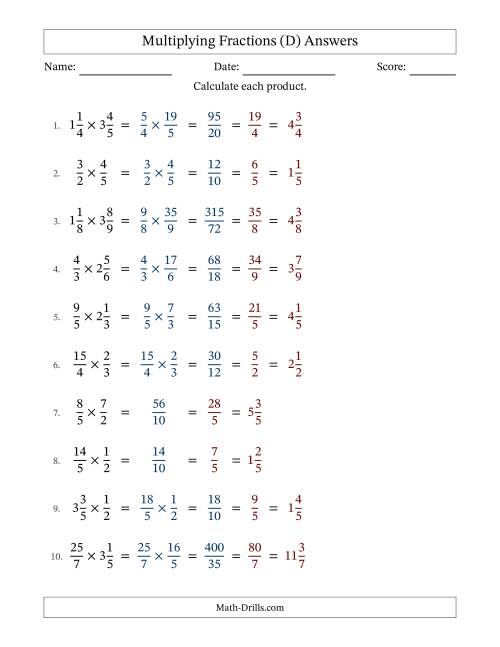 The Multiplying Proper, Improper and Mixed Fractions with All Simplification (Fillable) (D) Math Worksheet Page 2