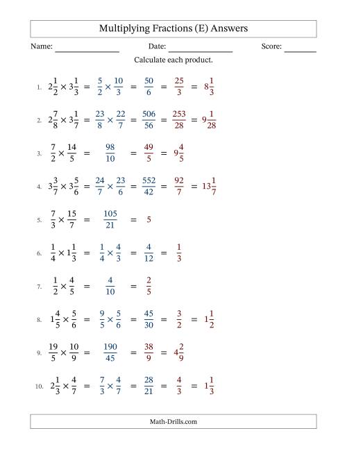 The Multiplying Proper, Improper and Mixed Fractions with All Simplification (Fillable) (E) Math Worksheet Page 2