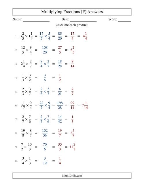 The Multiplying Proper, Improper and Mixed Fractions with All Simplification (Fillable) (F) Math Worksheet Page 2
