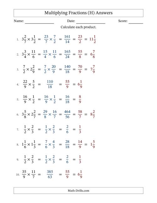 The Multiplying Proper, Improper and Mixed Fractions with All Simplification (Fillable) (H) Math Worksheet Page 2