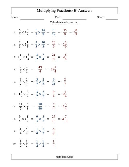 The Multiplying Proper, Improper and Mixed Fractions with Some Simplification (Fillable) (E) Math Worksheet Page 2