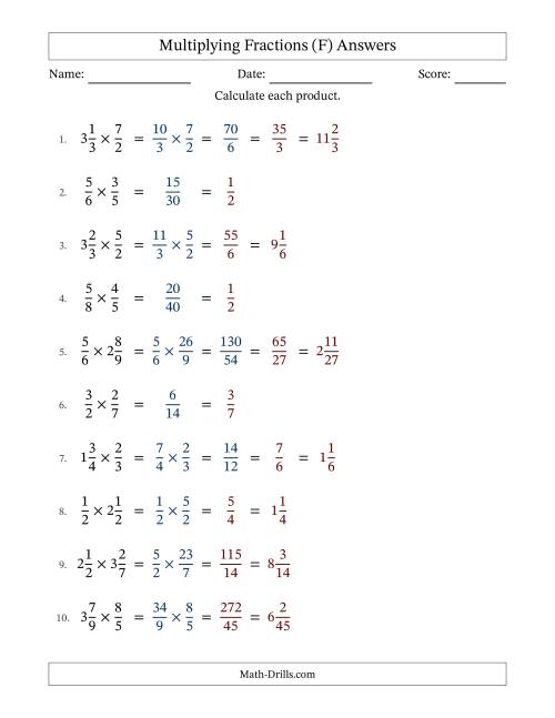 The Multiplying Proper, Improper and Mixed Fractions with Some Simplification (Fillable) (F) Math Worksheet Page 2