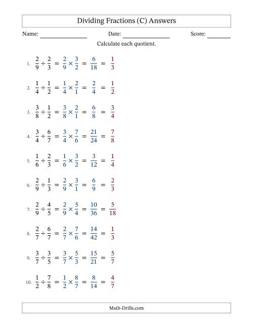 The Dividing Two Proper Fractions with All Simplification (Fillable) (C) Math Worksheet Page 2