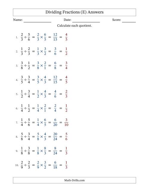 The Dividing Two Proper Fractions with All Simplification (Fillable) (E) Math Worksheet Page 2