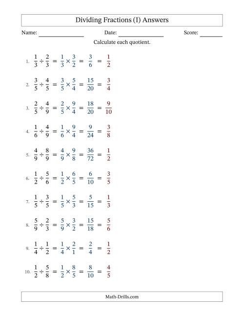 The Dividing Two Proper Fractions with All Simplification (Fillable) (I) Math Worksheet Page 2