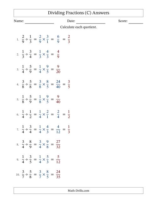 The Dividing Two Proper Fractions with Some Simplification (Fillable) (C) Math Worksheet Page 2