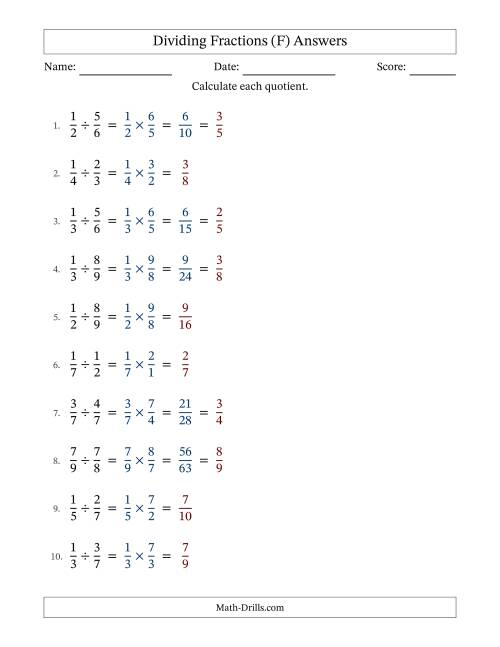 The Dividing Two Proper Fractions with Some Simplification (Fillable) (F) Math Worksheet Page 2