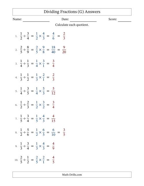 The Dividing Two Proper Fractions with Some Simplification (Fillable) (G) Math Worksheet Page 2