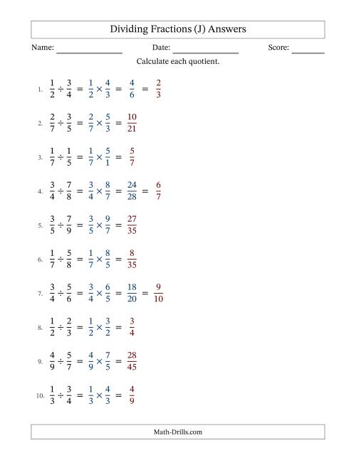The Dividing Two Proper Fractions with Some Simplification (Fillable) (J) Math Worksheet Page 2