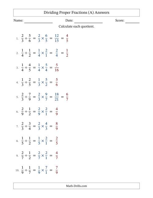 The Dividing Two Proper Fractions with Some Simplifying (Fillable) (All) Math Worksheet Page 2