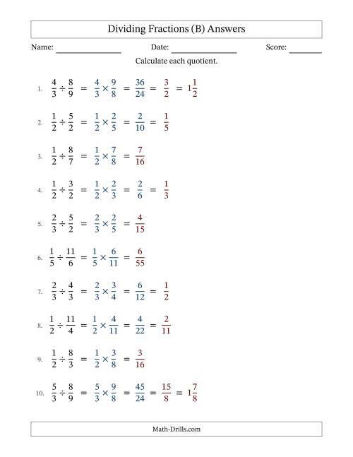 The Dividing Proper and Improper Fractions with Some Simplification (Fillable) (B) Math Worksheet Page 2