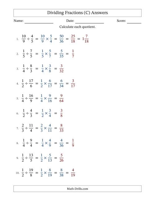 The Dividing Proper and Improper Fractions with Some Simplification (Fillable) (C) Math Worksheet Page 2