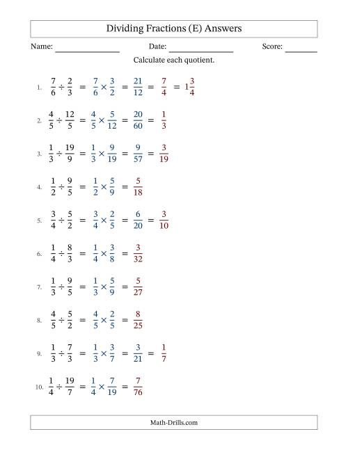 The Dividing Proper and Improper Fractions with Some Simplification (Fillable) (E) Math Worksheet Page 2