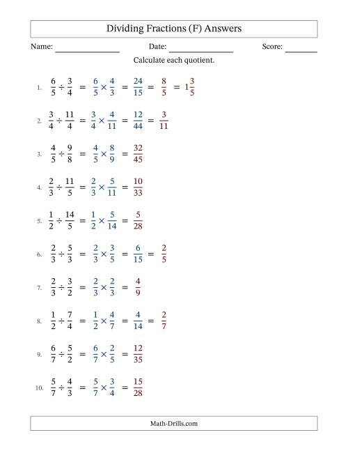The Dividing Proper and Improper Fractions with Some Simplification (Fillable) (F) Math Worksheet Page 2